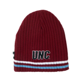 North Carolina Tar Heels BBH NCAA Alternative Logo Striped Winter Knit Hat Beanie - Burgundy
